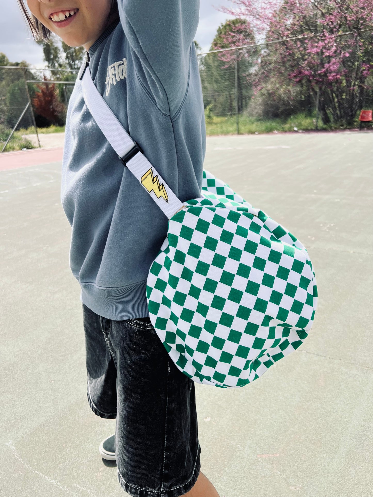 Checked duffle bag