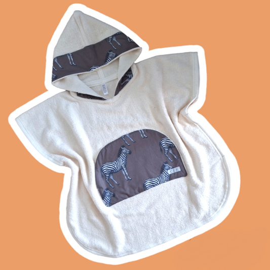 Kids zebra beach poncho